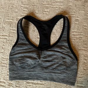 Grey and Black Polka Dot Women’s Sports Bra